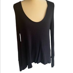 FREE PEOPLE Scoop neck thermal top - long sleeve - Black- Size XS